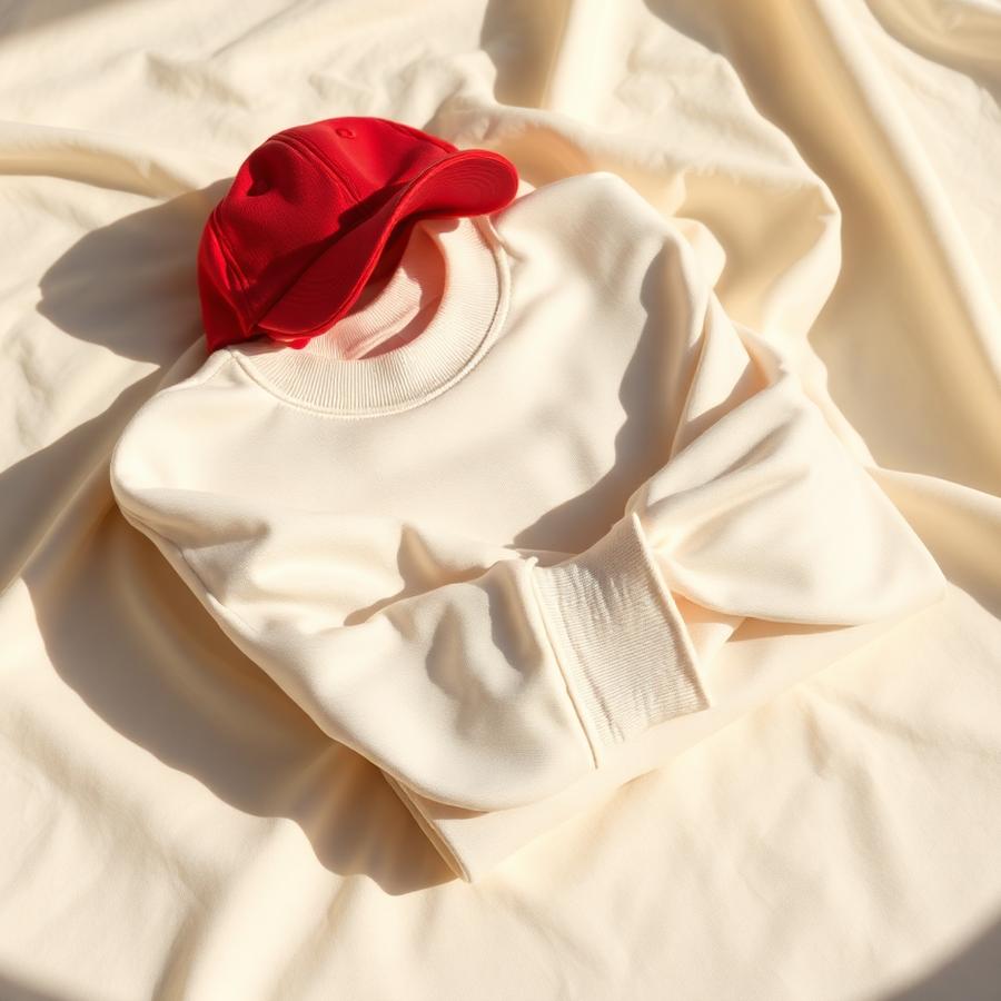 Sweat crème et casquette rouge Maison 90