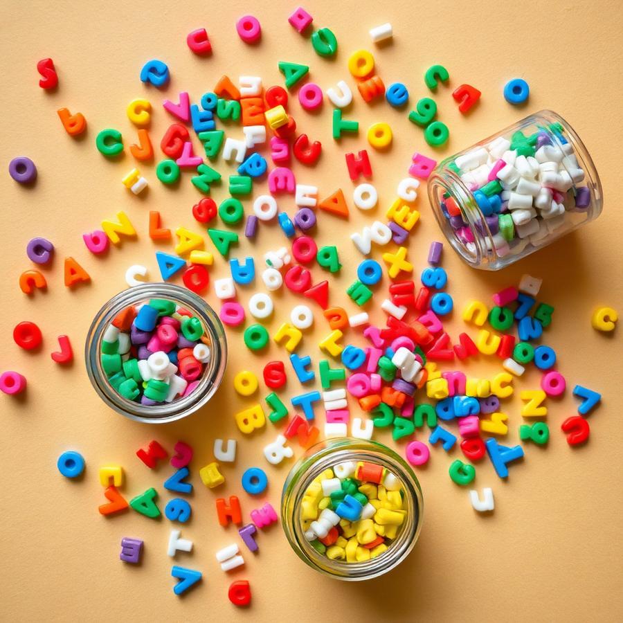 Perles lettres colorées de l'atelier